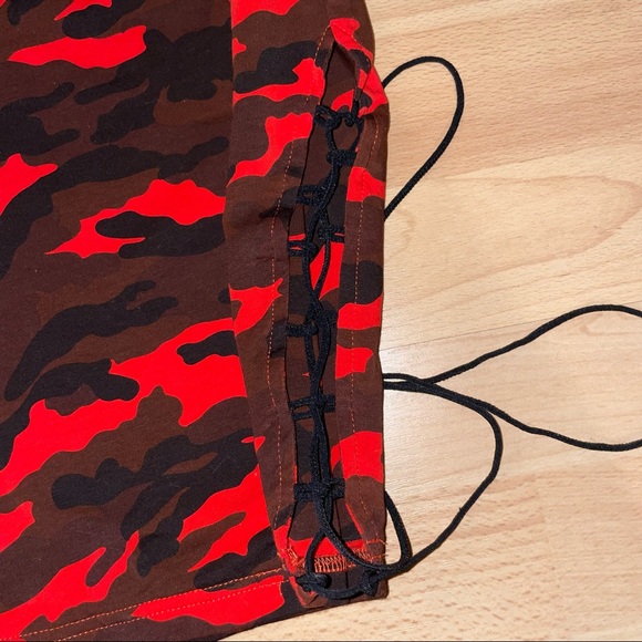 Red Camo Print Mini Dress - Picture 3 of 5